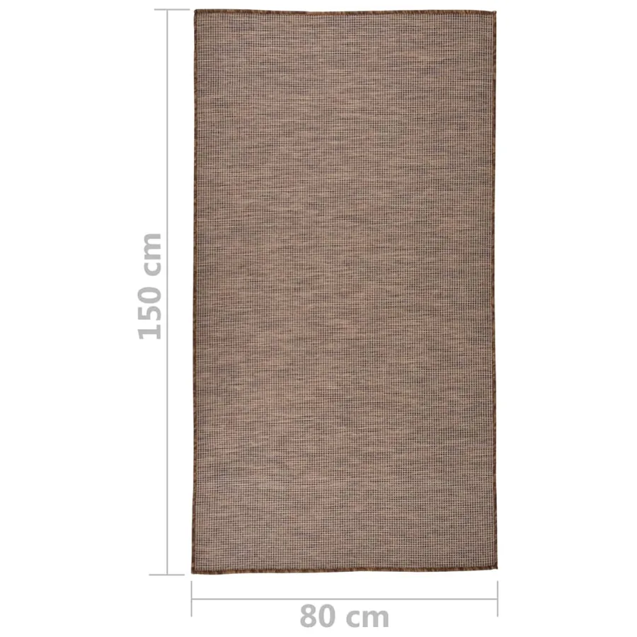 Tapis à tissage plat d'extérieur 80x150 cm Marron - 6