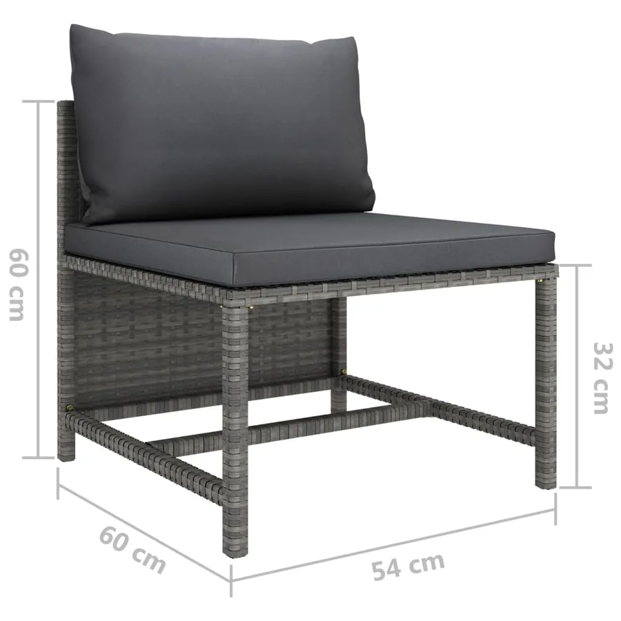 Salon de jardin 12 pcs avec coussins Résine tressée Gris - 10