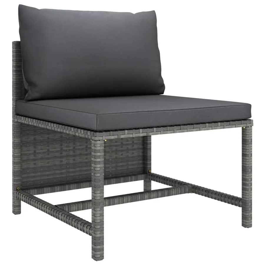 Salon de jardin 12 pcs avec coussins Résine tressée Gris - 5