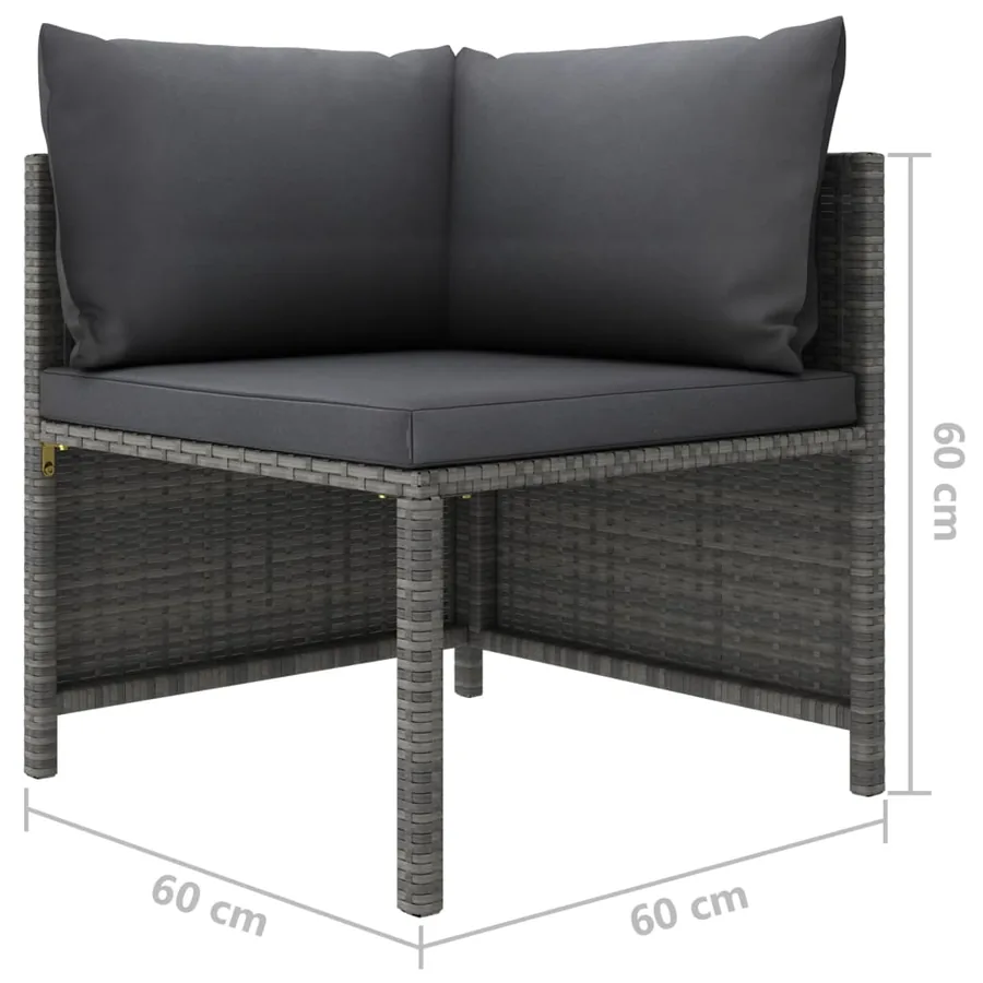 Salon de jardin 12 pcs avec coussins Résine tressée Gris - 9