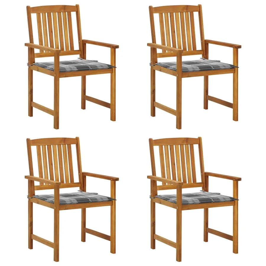 Chaises de jardin avec coussins lot de 4 Bois d'acacia massif