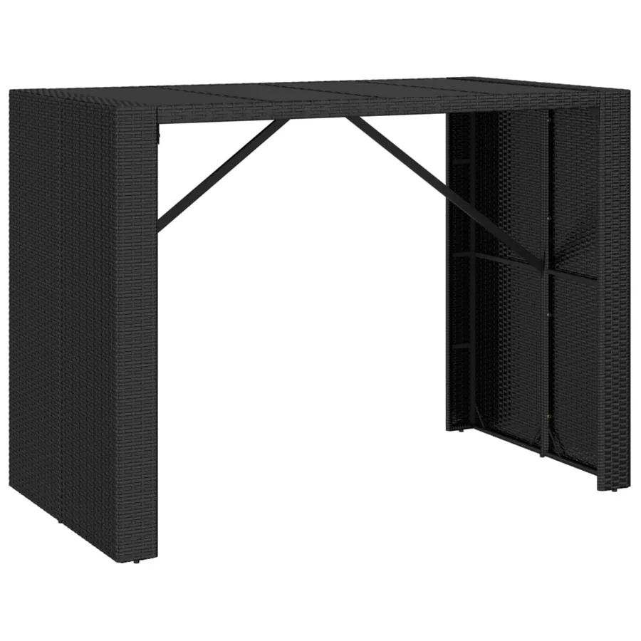 Table de bar et dessus en verre noir 145x80x110 cm poly rotin - 2