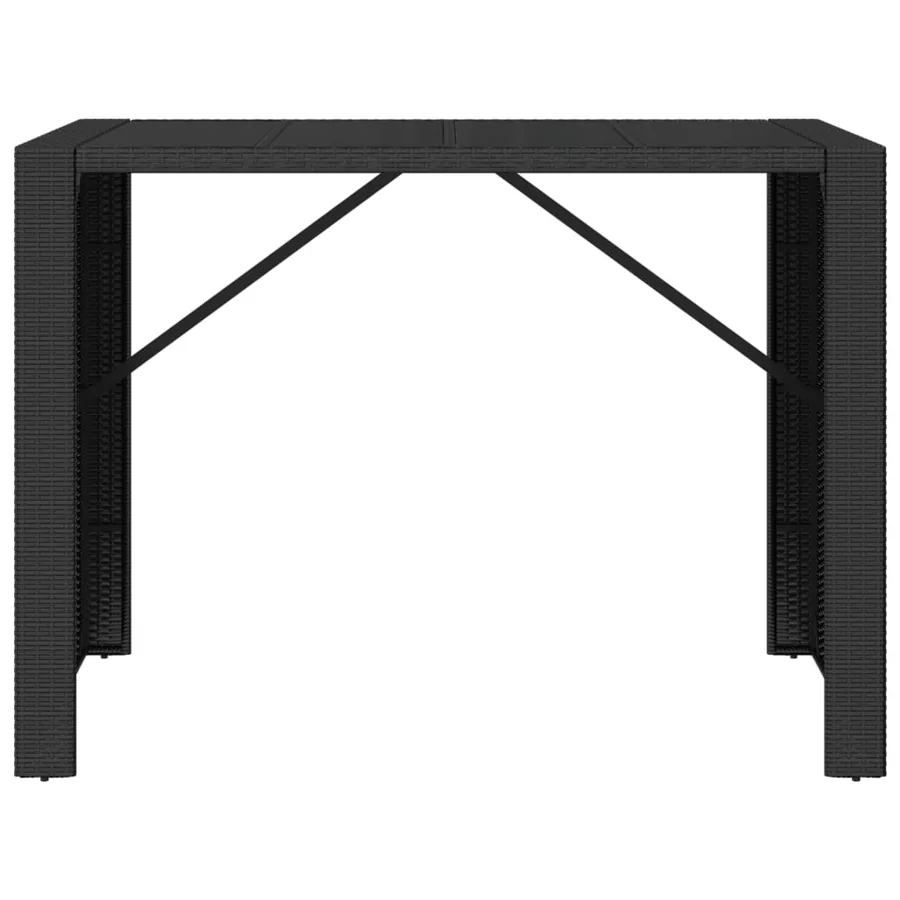 Table de bar et dessus en verre noir 145x80x110 cm poly rotin - 3