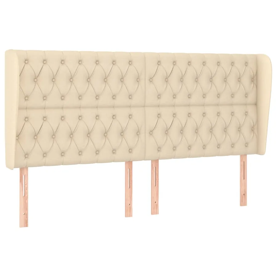 Tête de lit avec oreilles Crème 203x23x118/128 cm Tissu - 2