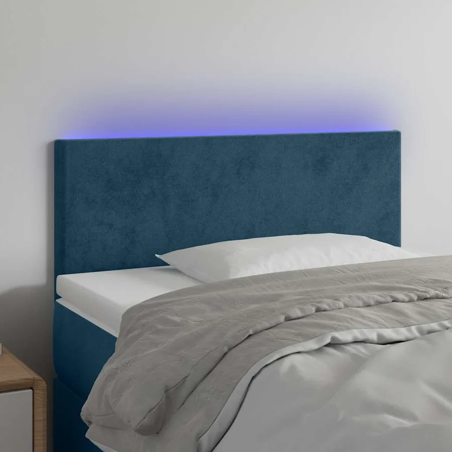 Tête de lit à LED Bleu foncé 90x5x78/88 cm Velours
