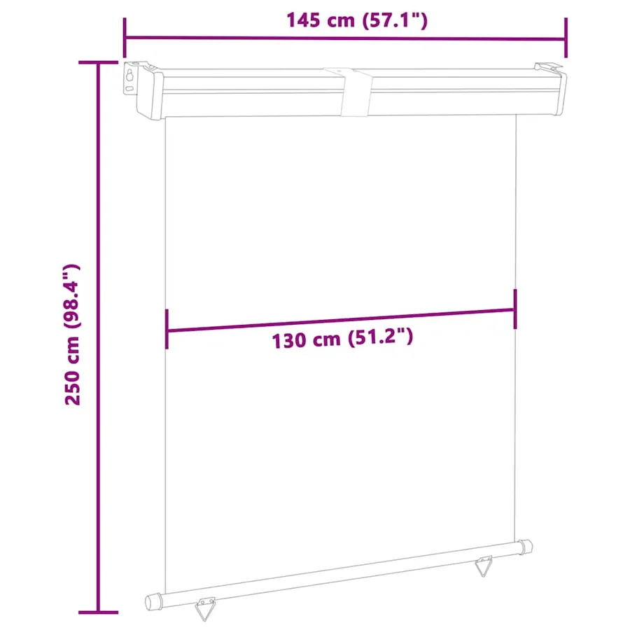 Auvent latéral de balcon 145x250 cm Gris - 10