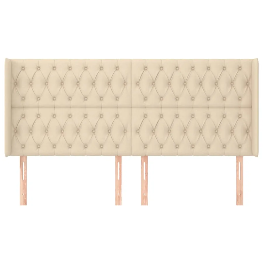 Tête de lit avec oreilles Crème 203x16x118/128 cm Tissu - 3