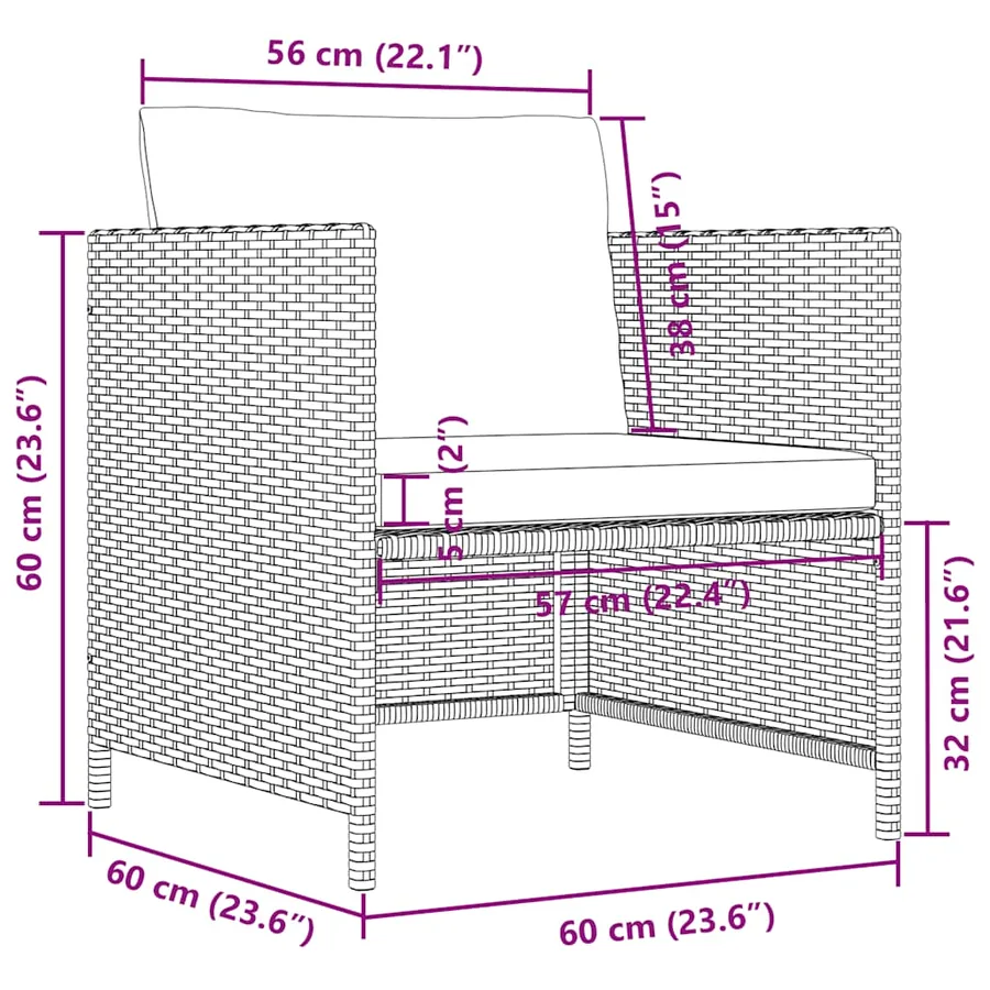 Canapés de jardin 4 pcs avec coussins Noir Résine tressée - 13