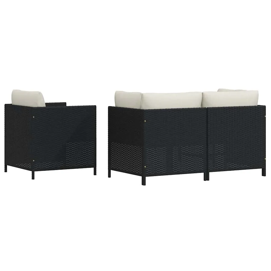 Canapés de jardin 4 pcs avec coussins Noir Résine tressée - 6