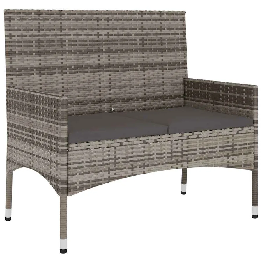 Banc de Jardin à 2 Places avec Coussins Gris Résine Tressée - 2