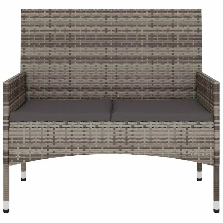 Banc de Jardin à 2 Places avec Coussins Gris Résine Tressée - 3