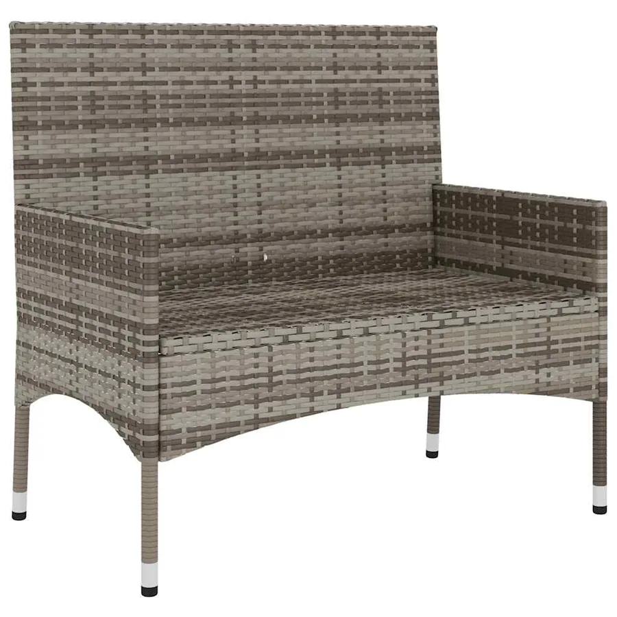 Banc de Jardin à 2 Places avec Coussins Gris Résine Tressée - 4