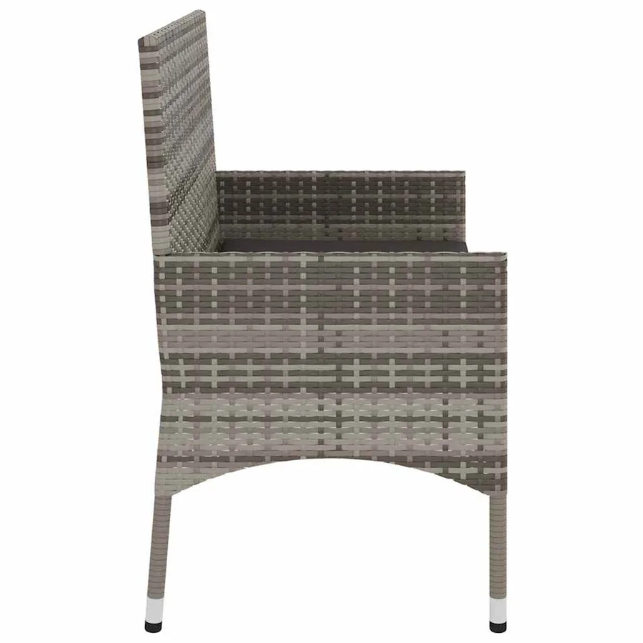 Banc de Jardin à 2 Places avec Coussins Gris Résine Tressée - 5