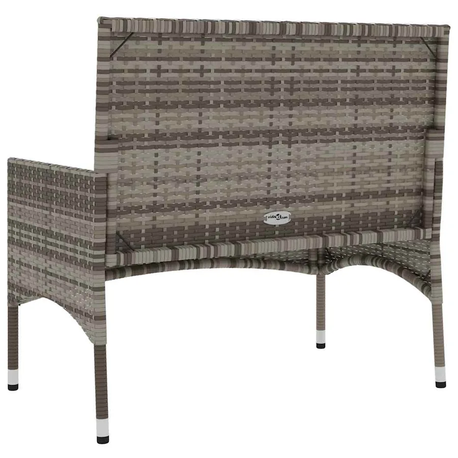 Banc de Jardin à 2 Places avec Coussins Gris Résine Tressée - 6