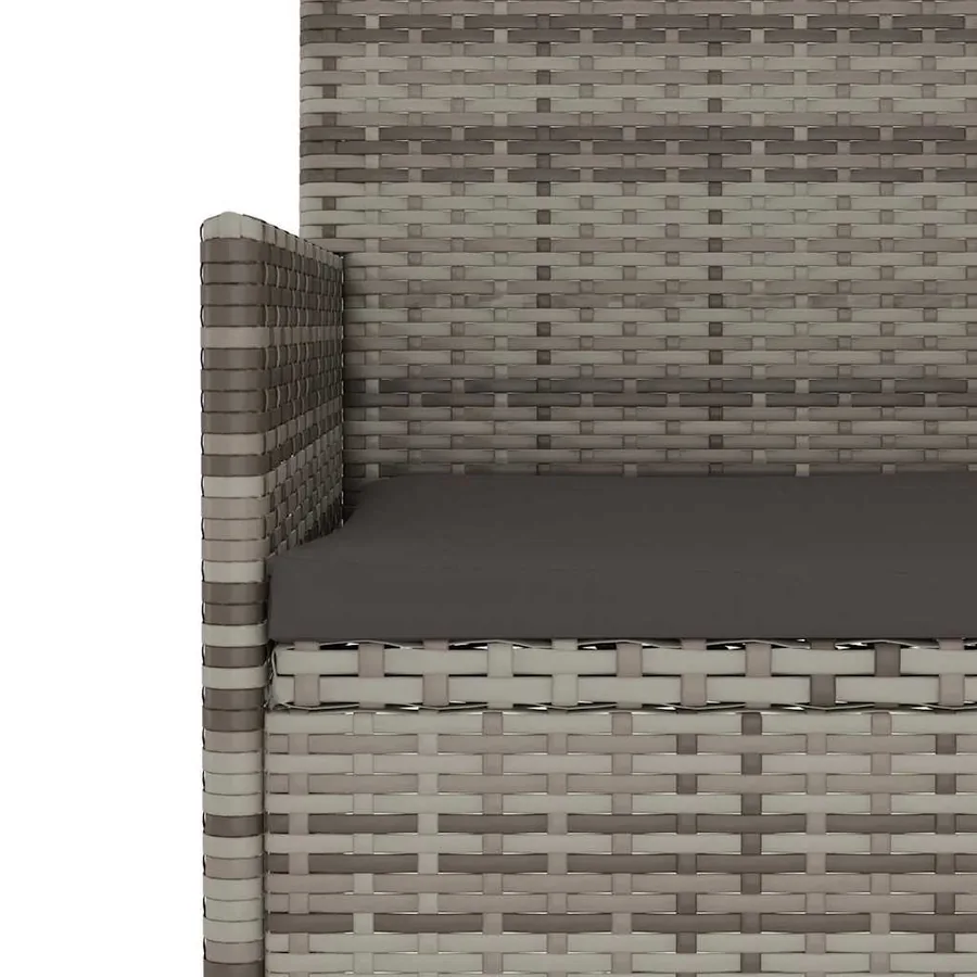 Banc de Jardin à 2 Places avec Coussins Gris Résine Tressée - 7
