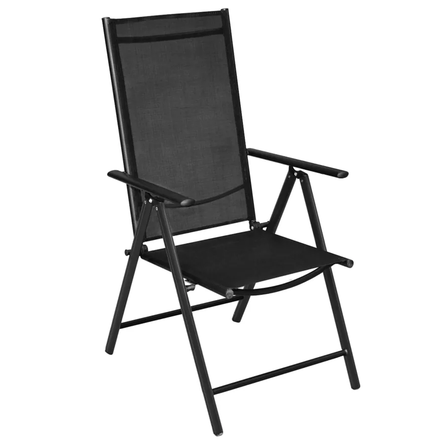 Chaises pliables de jardin lot de 2 Aluminium et textilène Noir - 2