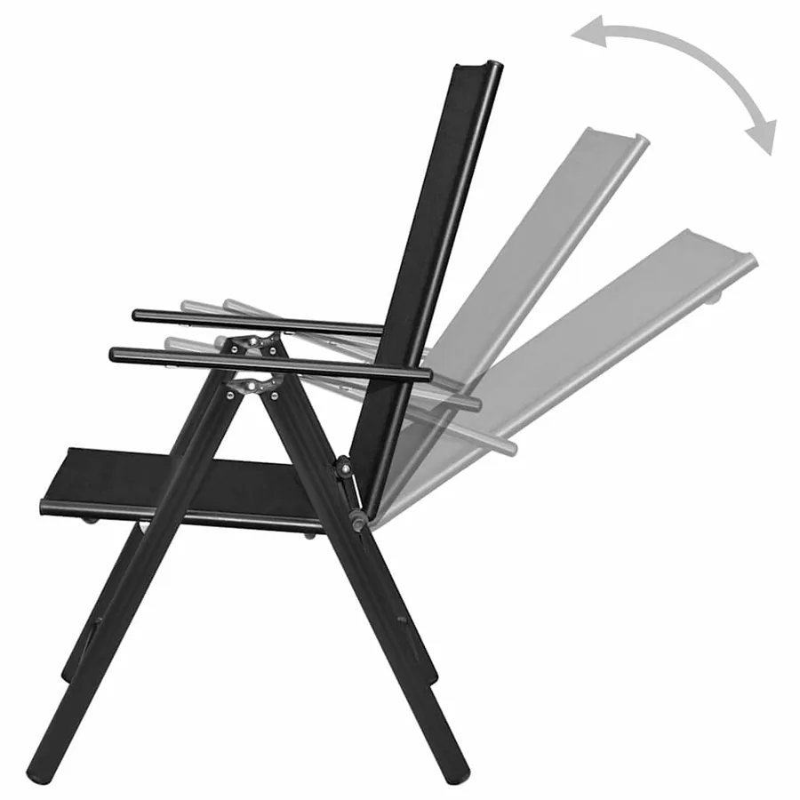 Chaises pliables de jardin lot de 2 Aluminium et textilène Noir - 4