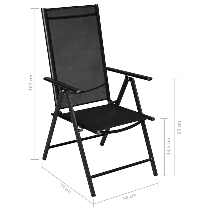 Chaises pliables de jardin lot de 2 Aluminium et textilène Noir - 7