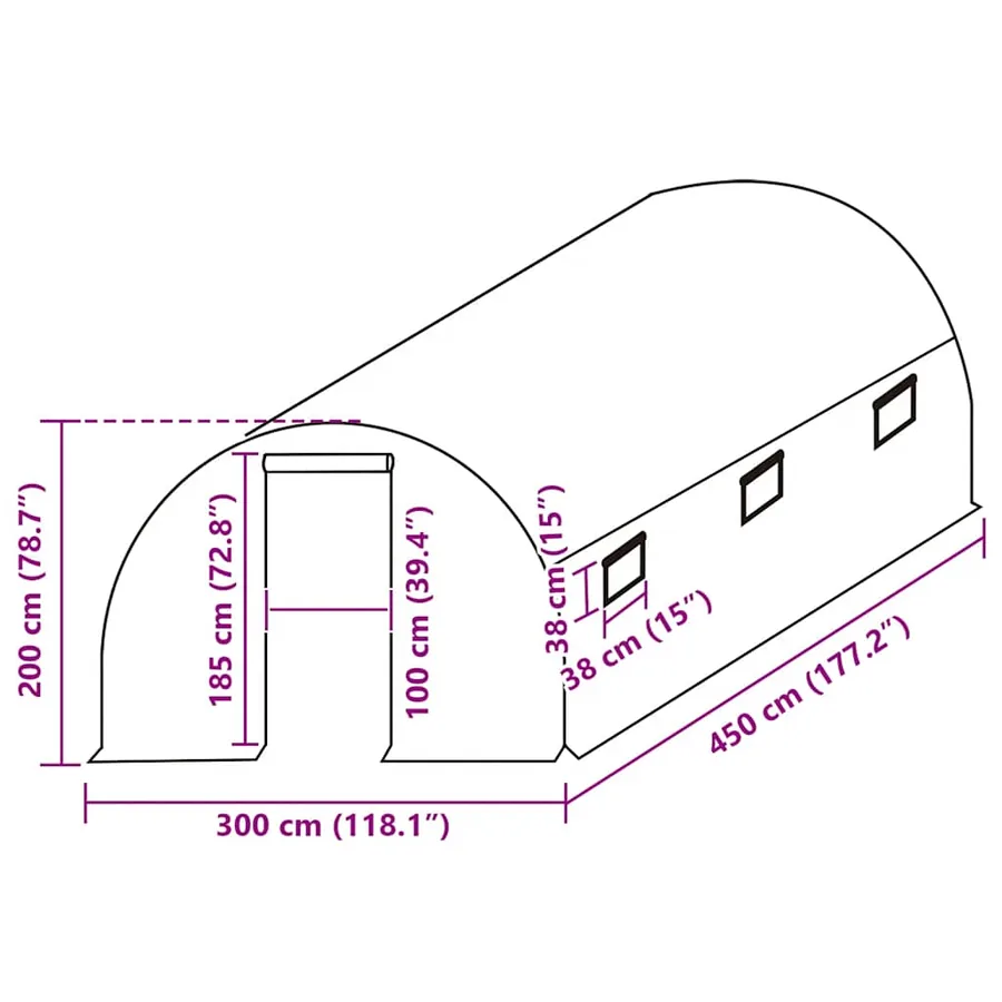 Couverture de remplacement serre (13,5 m²) 3x4,5x2m Transparent - 5