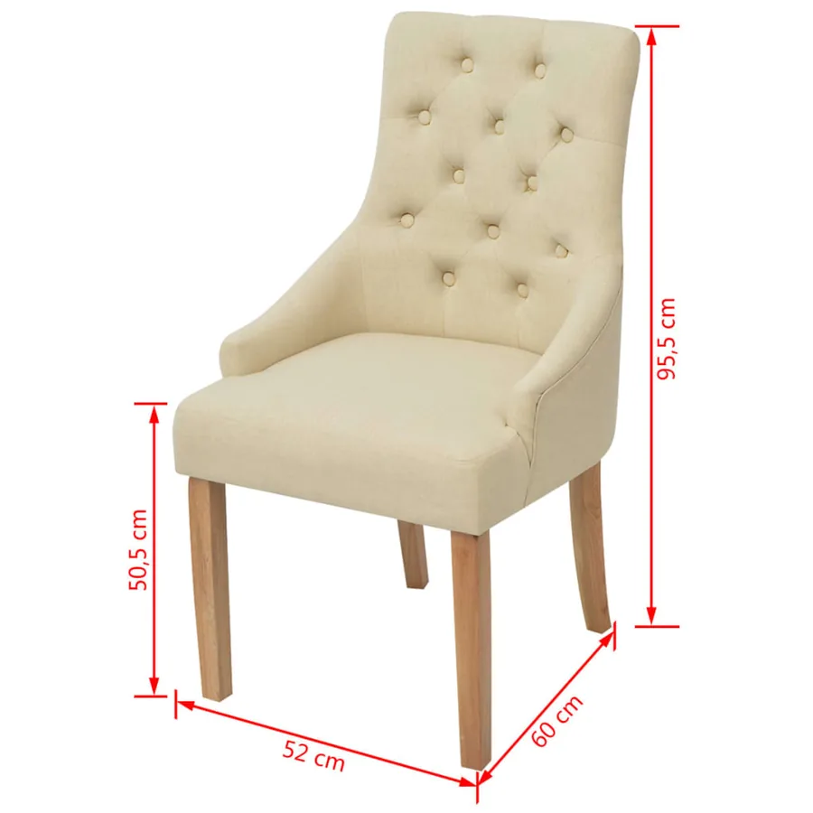 Chaises à manger lot de 2 crème tissu - 6