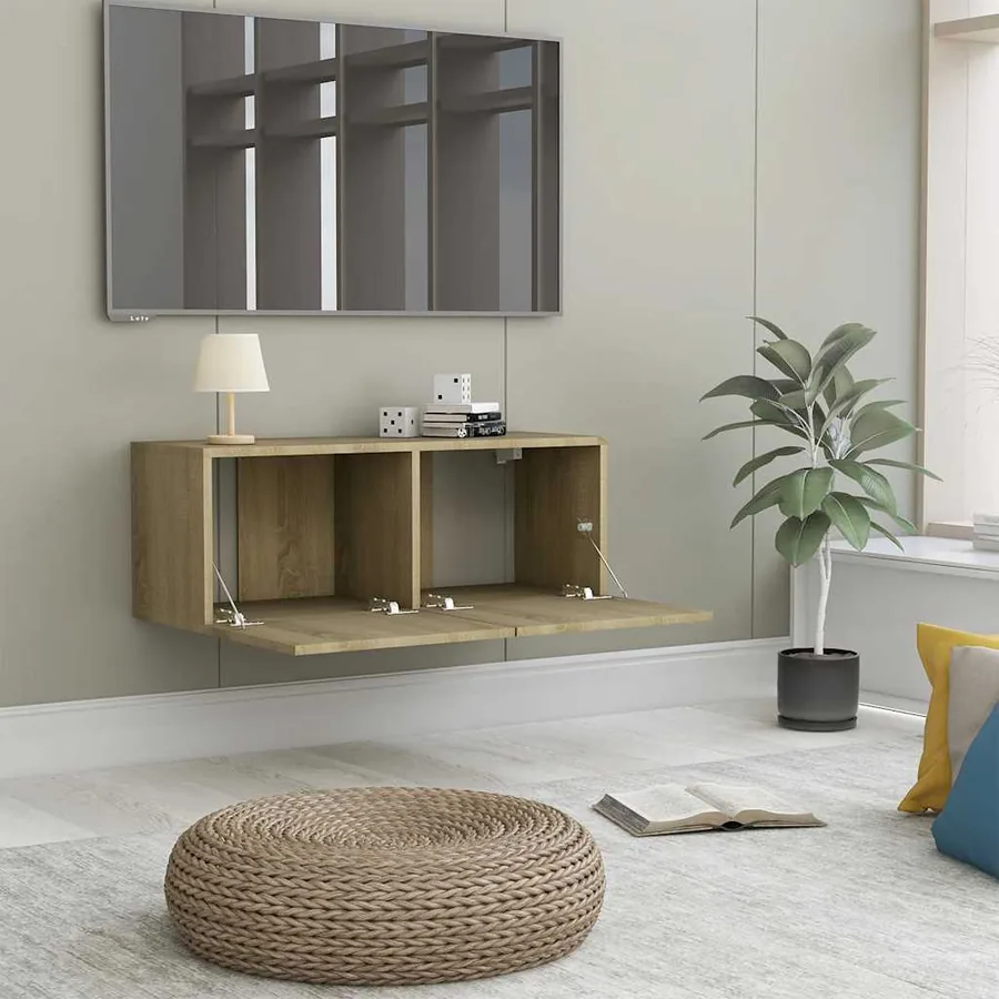Meuble TV Chêne sonoma 80x30x30 cm Bois d’ingénierie - 3
