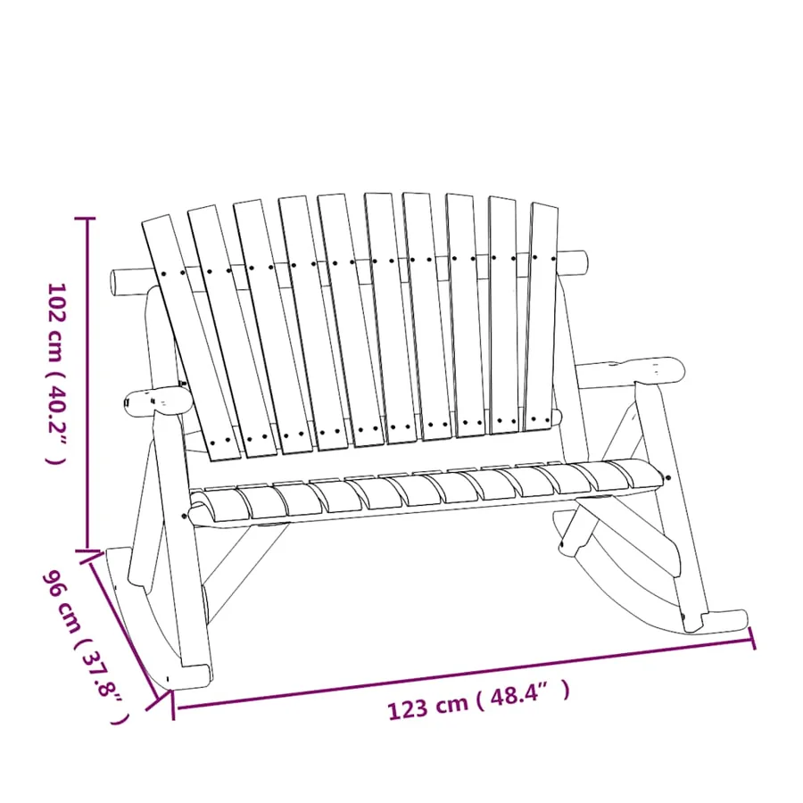 Banc à bascule jardin 2 places 123x96x102 cm bois massif épicéa - 6