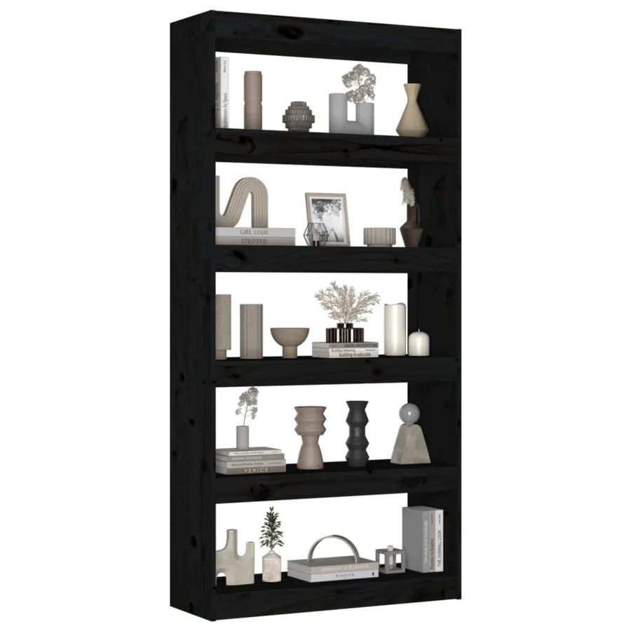 Bibliothèque/Séparateur de pièce Noir 80x30x167,4 cm Pin massif - 4