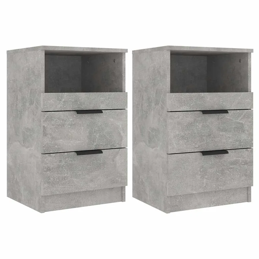 Tables de chevet 2 pcs Gris béton Bois d'ingénierie - 2