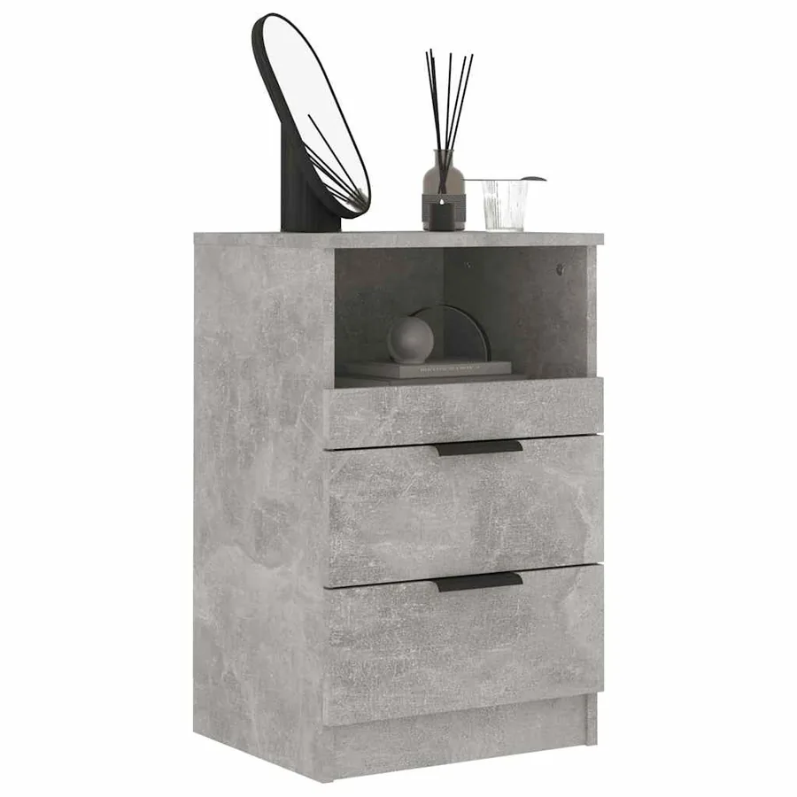Tables de chevet 2 pcs Gris béton Bois d'ingénierie - 9