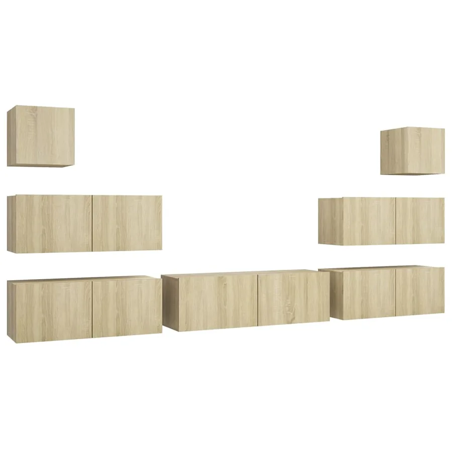 Ensemble de meuble TV 7 pcs Chêne sonoma Bois d'ingénierie - 2