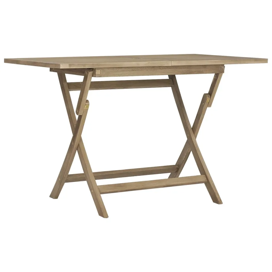 Table de jardin pliante gris 120x70x75 cm bois de teck solide - 2