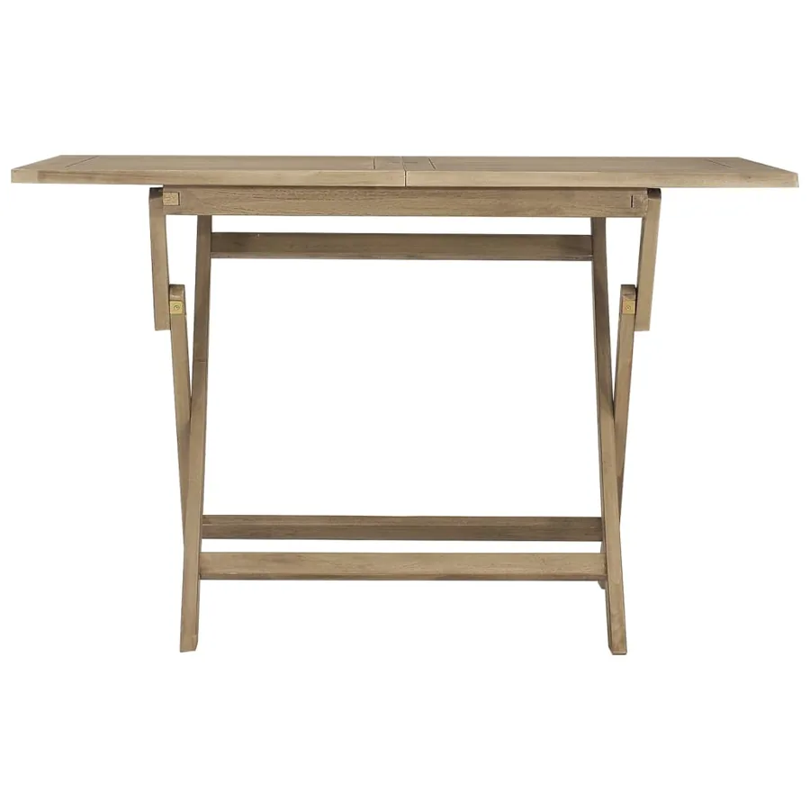 Table de jardin pliante gris 120x70x75 cm bois de teck solide - 3