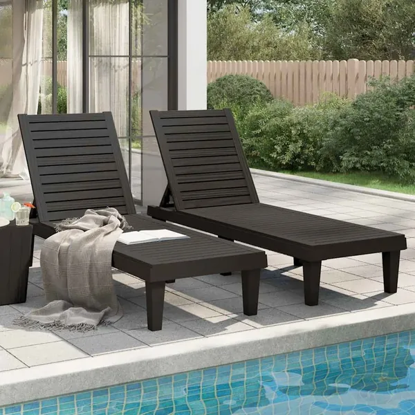 Chaises longues lot de 2 noir 155x58x83 cm polypropylène