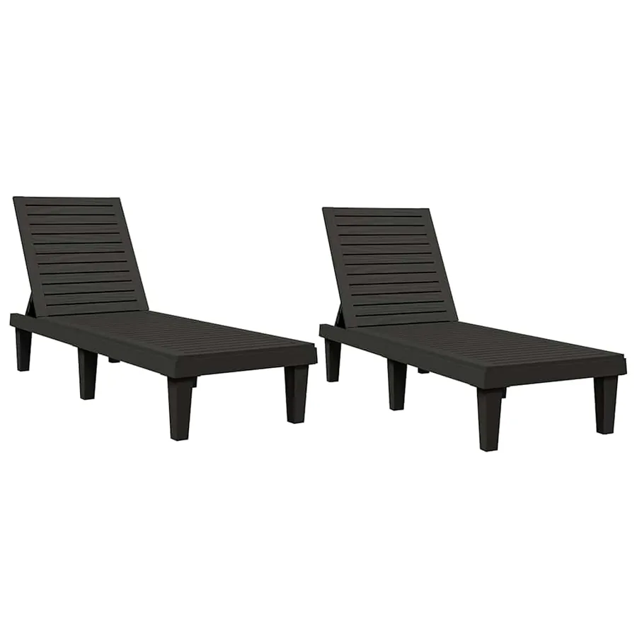 Chaises longues lot de 2 noir 155x58x83 cm polypropylène - 2