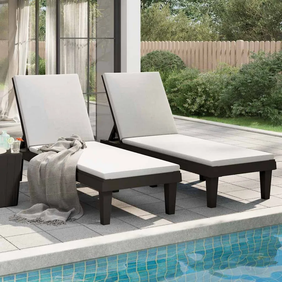 Chaises longues lot de 2 noir 155x58x83 cm polypropylène - 3