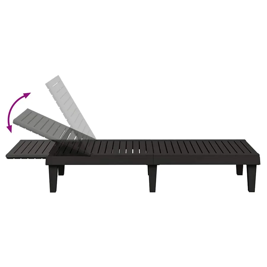 Chaises longues lot de 2 noir 155x58x83 cm polypropylène - 8