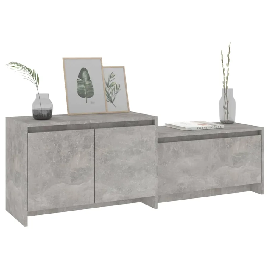 Meuble TV gris béton 146,5x35x50 cm bois d'ingénierie - 4