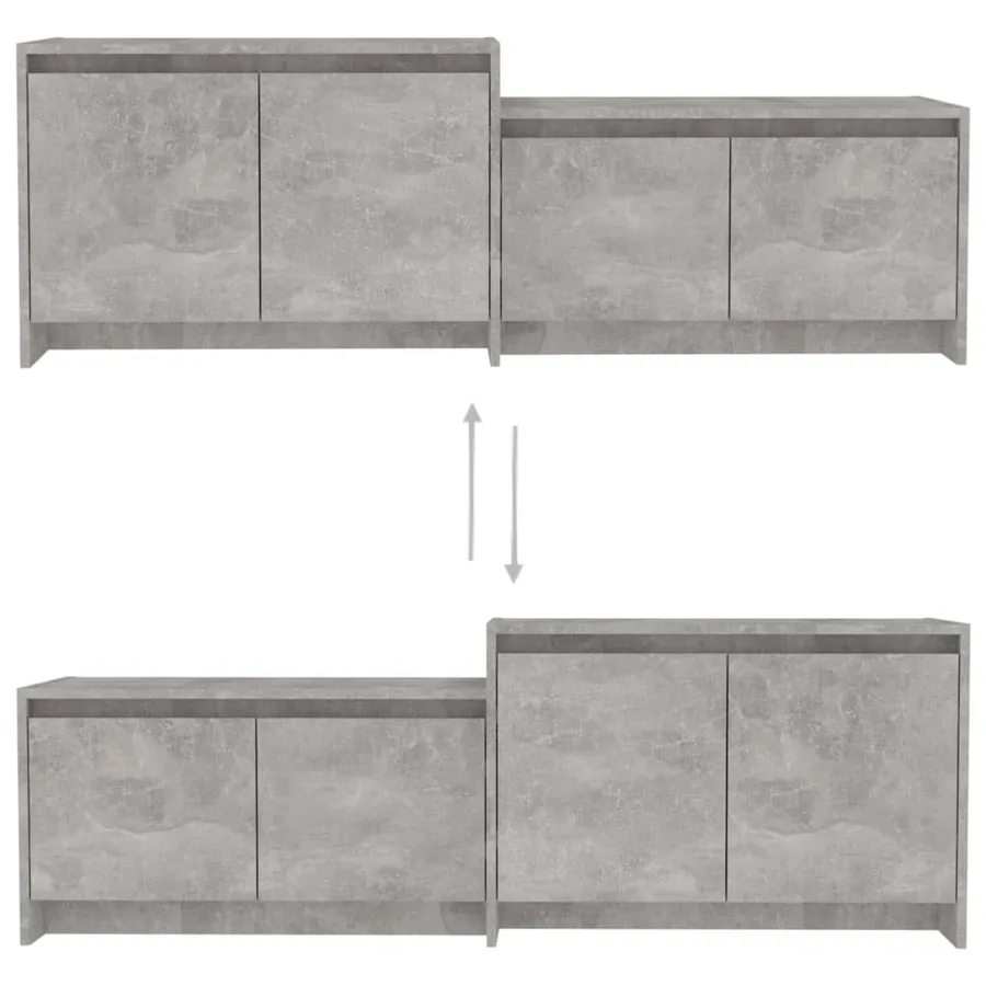 Meuble TV gris béton 146,5x35x50 cm bois d'ingénierie - 5