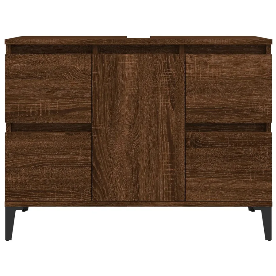 Meuble d'évier chêne marron 80x33x60 cm bois d'ingénierie - 5