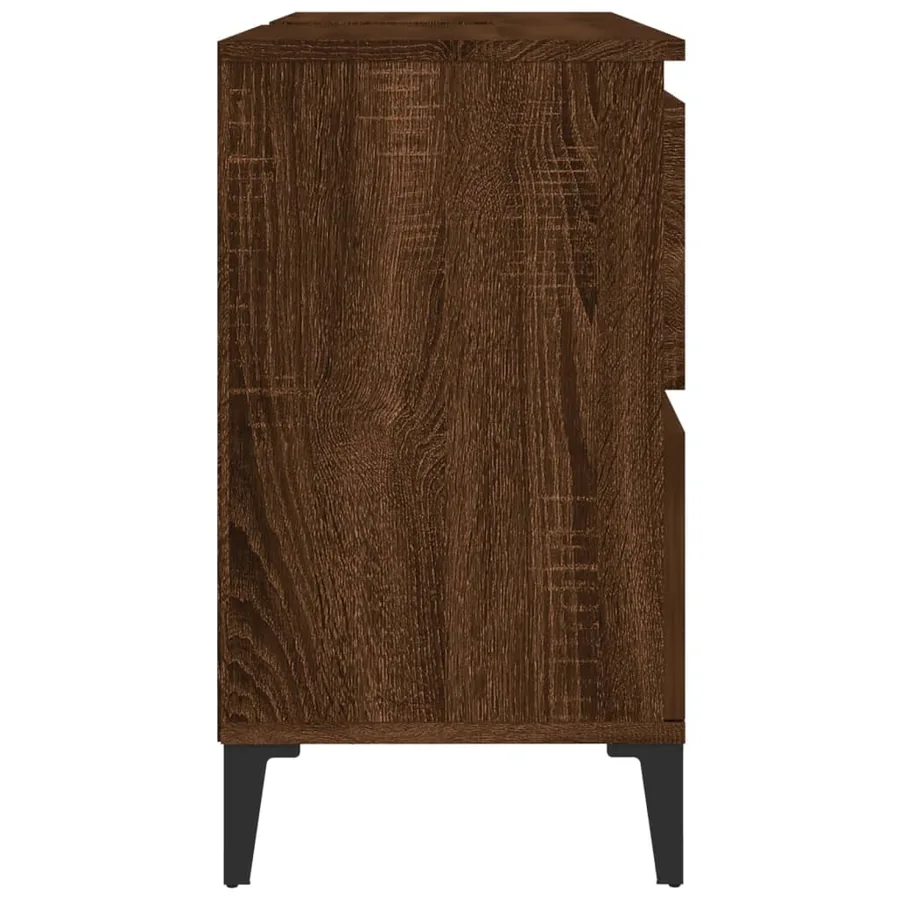 Meuble d'évier chêne marron 80x33x60 cm bois d'ingénierie - 7