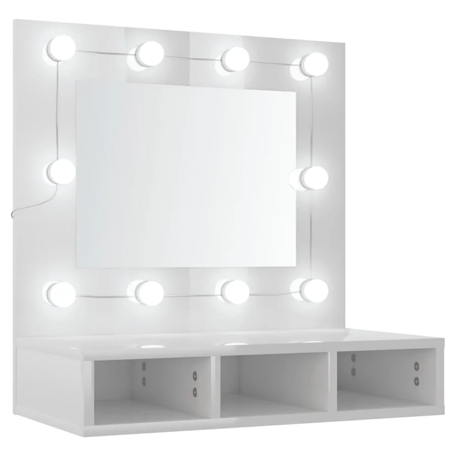 Armoire à miroir avec LED Blanc brillant 60x31,5x62 cm - 2