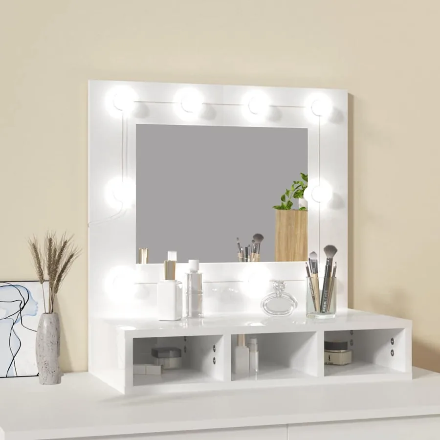 Armoire à miroir avec LED Blanc brillant 60x31,5x62 cm - 3