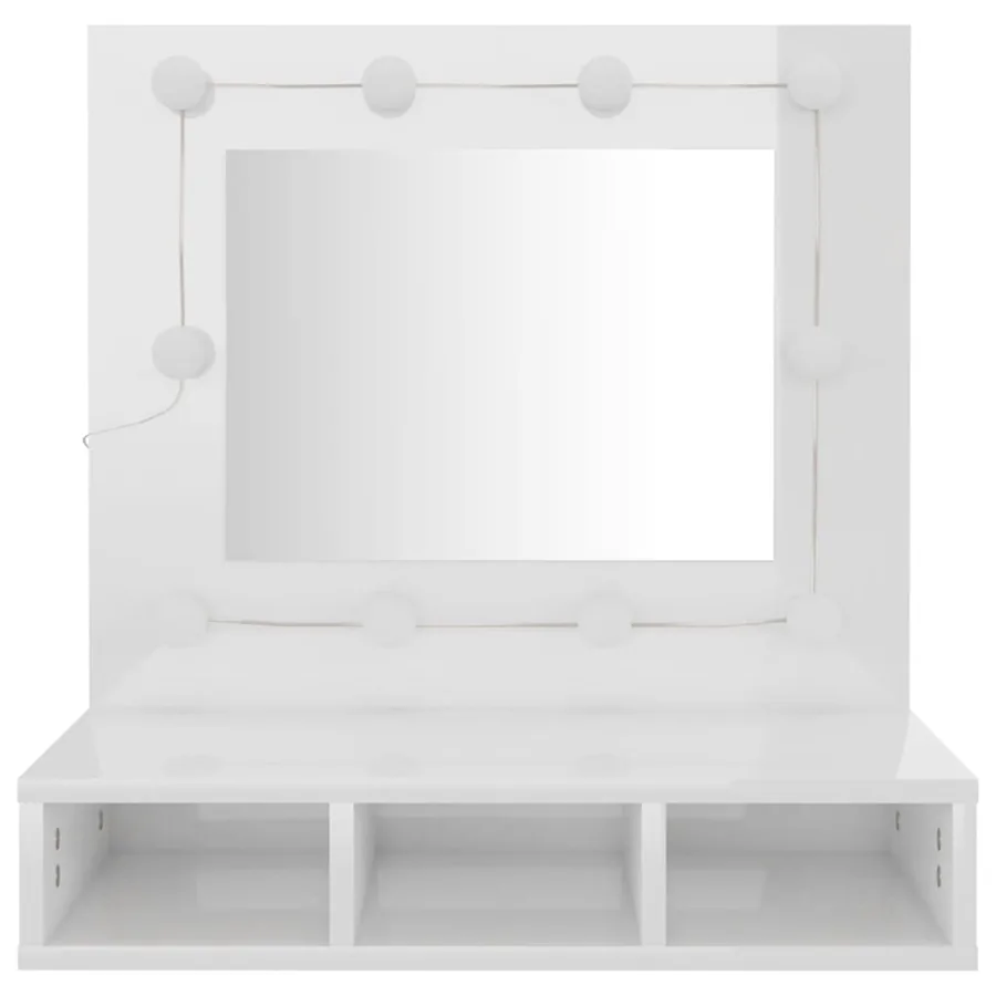 Armoire à miroir avec LED Blanc brillant 60x31,5x62 cm - 5