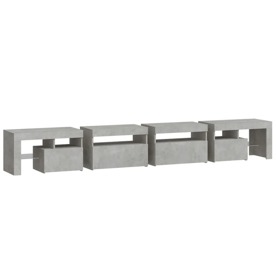Meuble TV avec lumières LED Gris béton 260x36,5x40 cm - 8