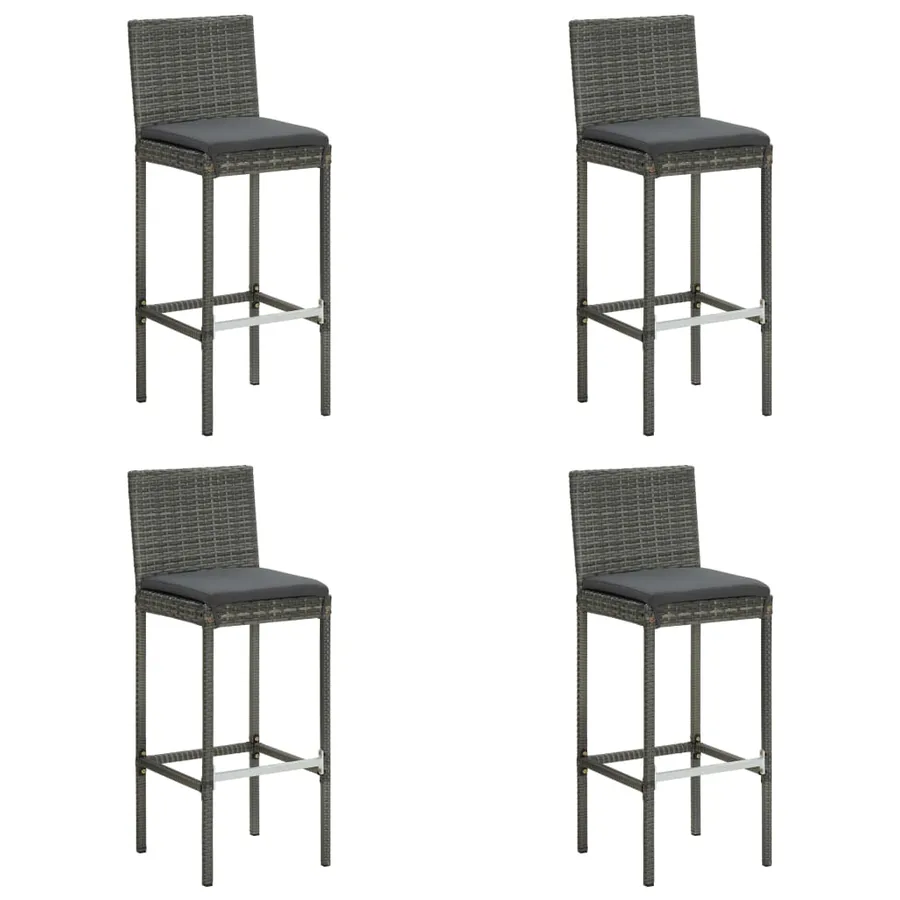 Ensemble de bar de jardin 5 pcs et coussins Résine tressée Gris - 5