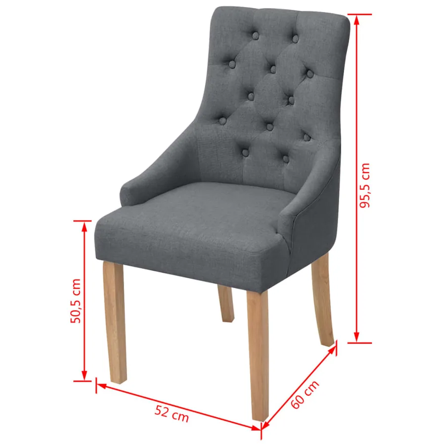 Chaises à manger lot de 6 gris foncé tissu - 6