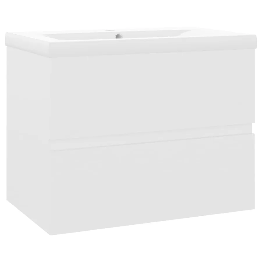 Armoire d'évier avec lavabo intégré Blanc Bois d'ingénierie - 2