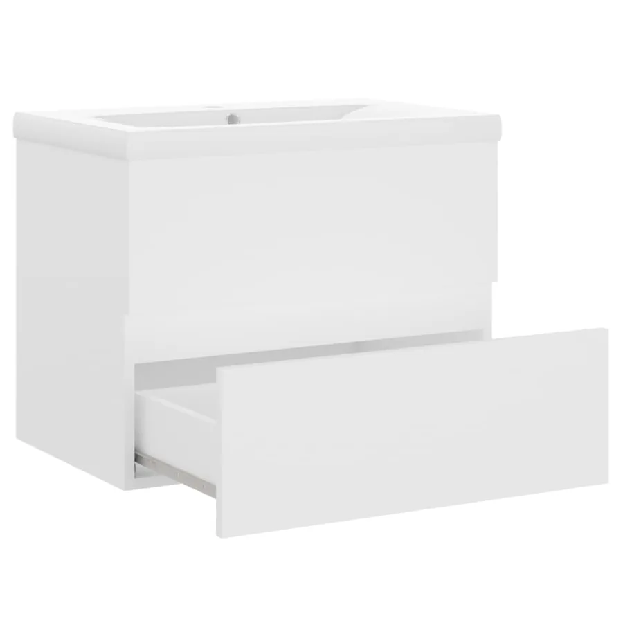 Armoire d'évier avec lavabo intégré Blanc Bois d'ingénierie - 3