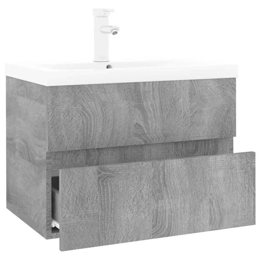 Meuble lavabo avec bassin intégré Sonoma gris Bois d'ingénierie - 3