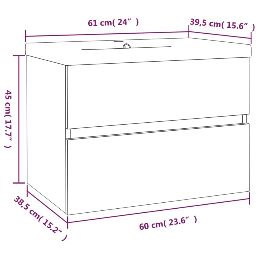 Meuble lavabo avec bassin intégré Sonoma gris Bois d'ingénierie - 6